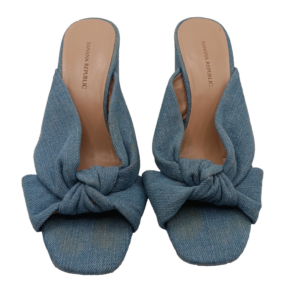 Banana Republic Women's Sandals Slides Twist Top Block Heel Blue Size 7.5